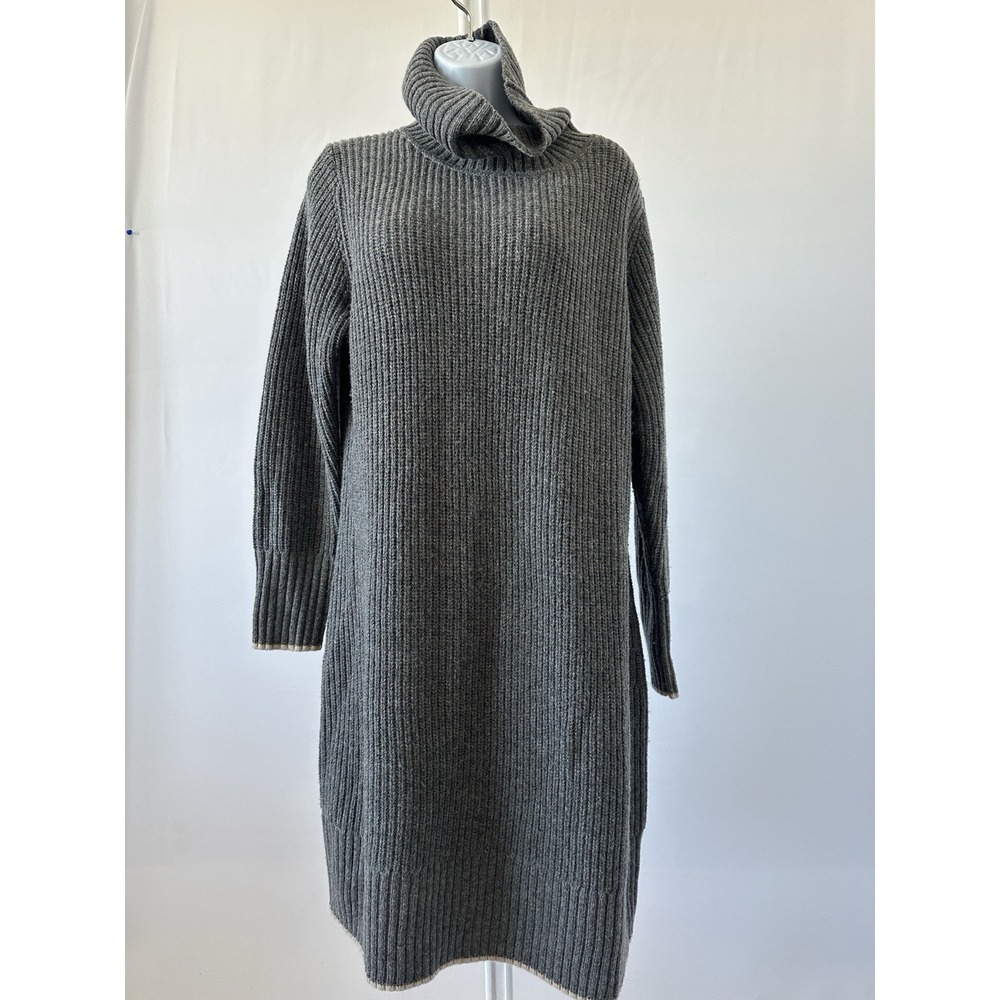 Boden Wool & Alpaca Sweater Dress, Sz: 14L Gray, Ivory (bA6)